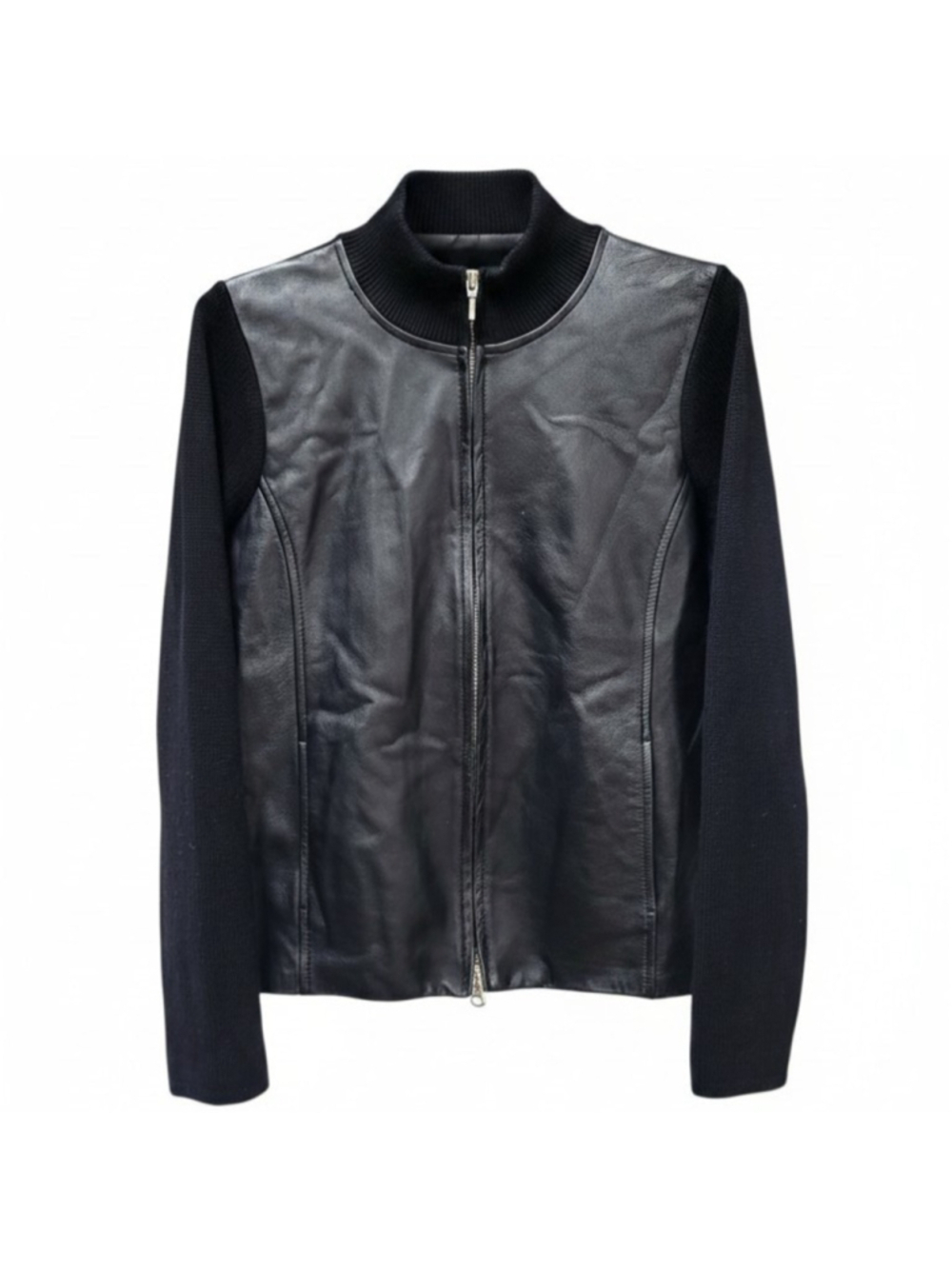 PENDLETON 100% Leather & Merino Wool Long-Sleeves Full-Zip Jacket Medium Women's